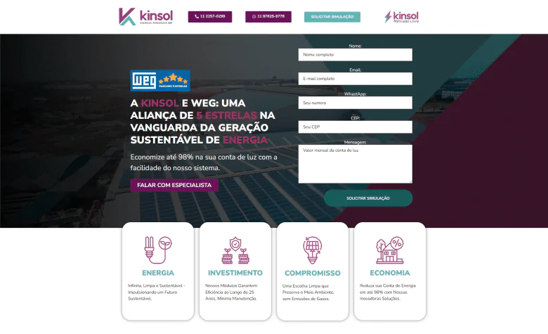 Criação e otimização SEO para Energia Solar