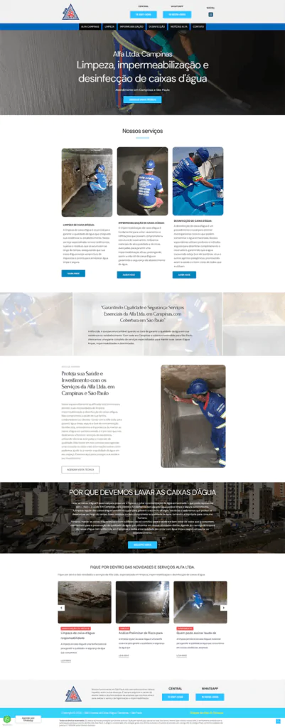 Otimização SEO para site de limpeza de caixa d'água