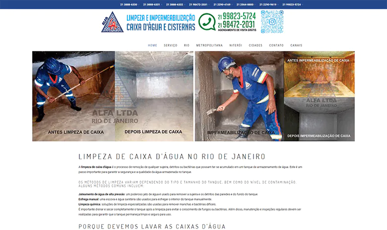 Otimização SEO para site de limpeza de caixa d'água