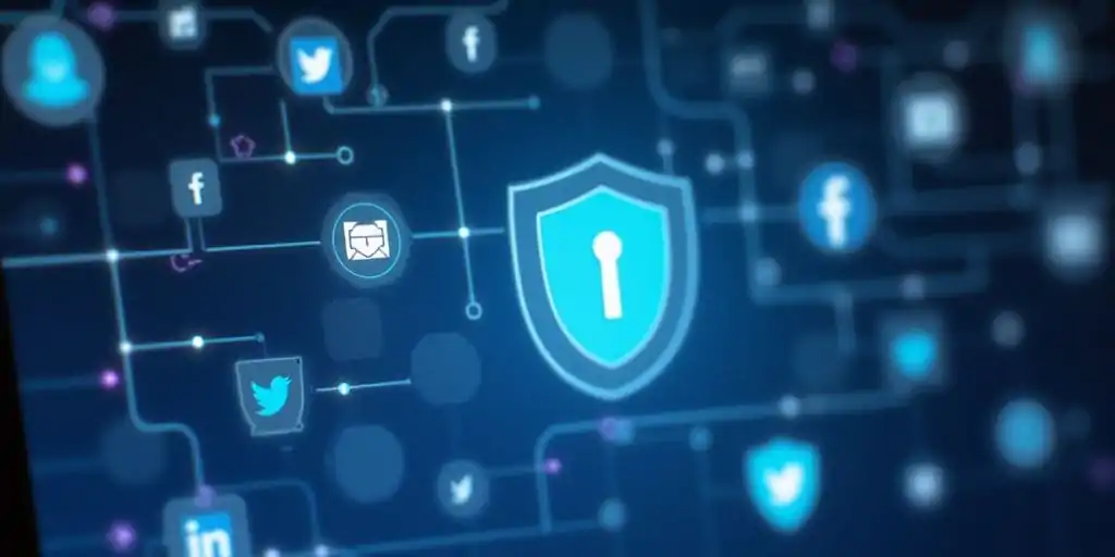 Tela de computador com software de segurança em destaque.