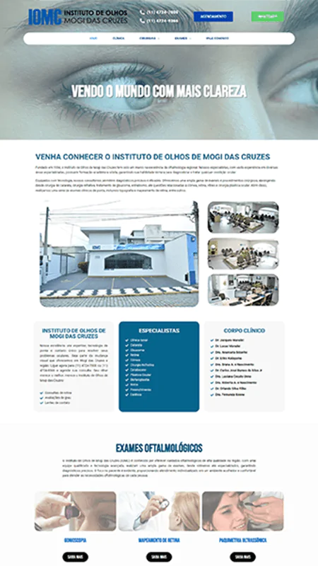 Criação de sites clinica de olhos IOMC