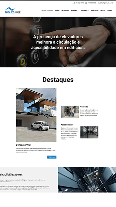 Criação de sites para empresa de elevadores