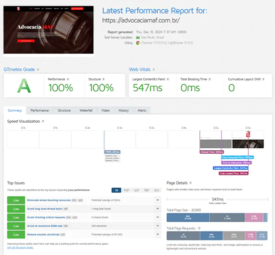 Web Vitals ajustado do site advocaciamaf-com-br