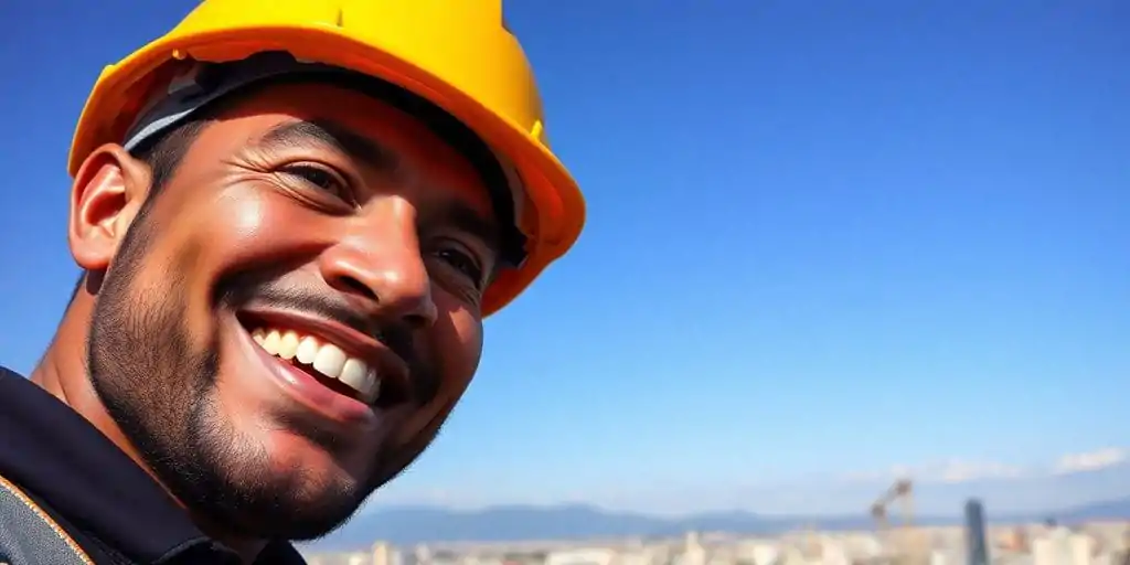 Construtor analisando métricas de SEO em tablet, destacando a importância da otimização online para empresas de reforma em São Paulo.